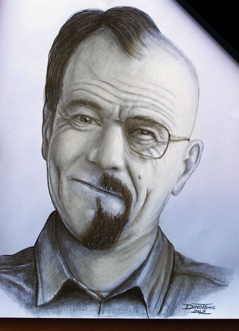 Bryan Cranston/Walter White - a.k.a. Dr. Jekyll & Mr. Hyde Illustratie gevonden op http://redeyerogue.com/walter-white-the-supervillain